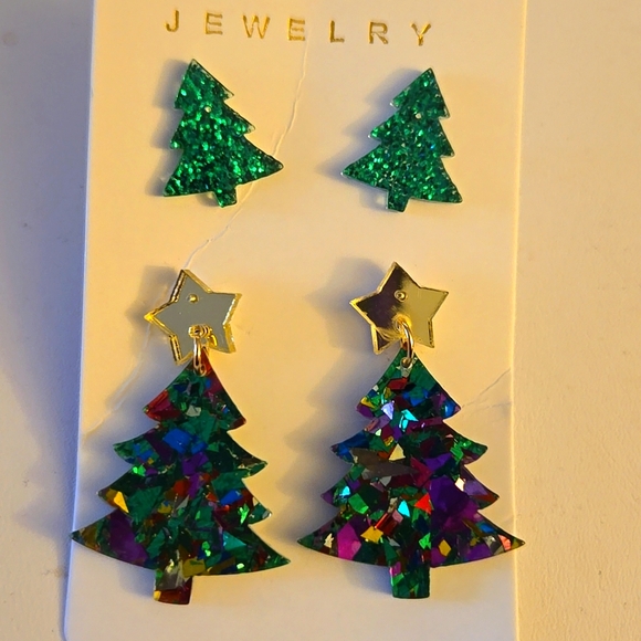 Christmas Tree Earrings set of 2 - Picture 2 of 3